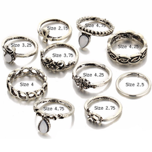 Load image into Gallery viewer, Vintage Flower Midi Rings 10pcs Set