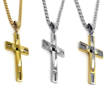 Load image into Gallery viewer, Stainless Steel Beaded Cross Men's Pendant