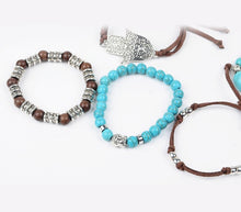 Load image into Gallery viewer, Hamsa Four Rope Turquoise Bracelet