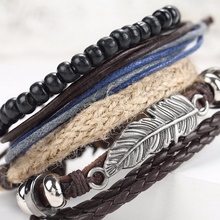 Load image into Gallery viewer, 4 pcs Multi-Layer Beads Leather Bracelet