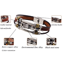 Load image into Gallery viewer, Tibetan Dragon Silver Unisex Leather Bracelet