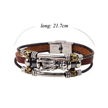 Load image into Gallery viewer, Tibetan Dragon Silver Unisex Leather Bracelet
