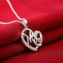 Load image into Gallery viewer, Sterling Silver Crystal Mom Heart Necklace