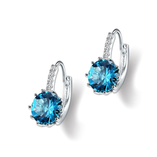 Load image into Gallery viewer, Unique Round Small Crystal Hoop Earrings