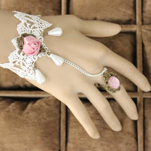 Load image into Gallery viewer, Pink Rose Ring-to-Wrist Bracelet