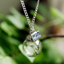 Load image into Gallery viewer, Natural Dandelion Seeds Wish Pendant