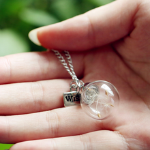 Load image into Gallery viewer, Natural Dandelion Seeds Wish Pendant