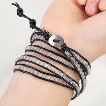 Load image into Gallery viewer, Black on Clear Crystal Wrap Bracelet