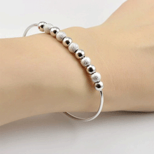 Load image into Gallery viewer, Silver Ball Cuff Bangle