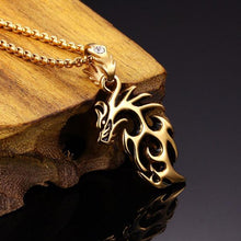 Load image into Gallery viewer, Gold Plated Stainless Steel Vintage Dragon