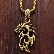 Load image into Gallery viewer, Gold Plated Stainless Steel Vintage Dragon