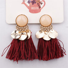 Load image into Gallery viewer, Pearl Sequin Tassel Earrings