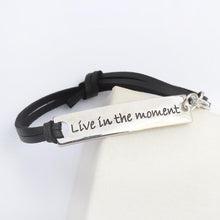 Load image into Gallery viewer, Live In The Moment Leather Strap Bracelet