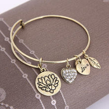 Load image into Gallery viewer, Lotus Love Charm Bangle