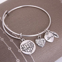 Load image into Gallery viewer, Lotus Love Charm Bangle