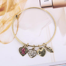 Load image into Gallery viewer, Pink Ribbon Charm Bangle/ Breast Cancer Awareness Jewelry