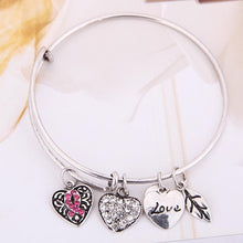 Load image into Gallery viewer, Pink Ribbon Charm Bangle/ Breast Cancer Awareness Jewelry