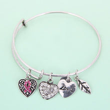 Load image into Gallery viewer, Pink Ribbon Charm Bangle/ Breast Cancer Awareness Jewelry