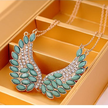 Load image into Gallery viewer, Turquoise Beads Angel Wing Statement Necklace
