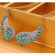 Load image into Gallery viewer, Turquoise Beads Angel Wing Statement Necklace