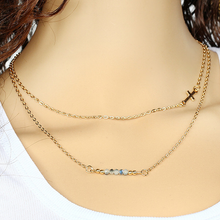 Load image into Gallery viewer, Two Layer Crystal Cross Necklace