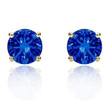Load image into Gallery viewer, Lab-Grown Blue Sapphire Stud Earrings