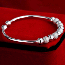 Load image into Gallery viewer, Silver Ball Cuff Bangle