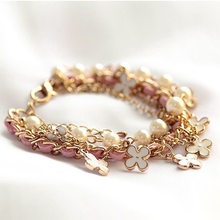 Load image into Gallery viewer, Clover Flower Pearl Bracelet