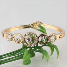 Load image into Gallery viewer, Gold Plated Crystal Bangle