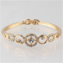 Load image into Gallery viewer, Gold Plated Crystal Bangle
