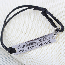 Load image into Gallery viewer, She Believed She Could So She Did Hand Stamped Bracelet