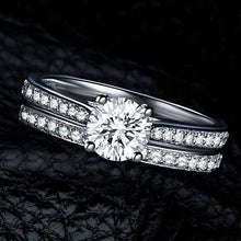 Load image into Gallery viewer, Charm Silver Crystal Couples Rings