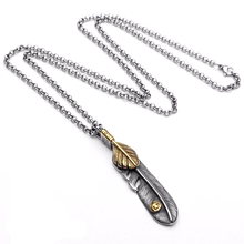 Load image into Gallery viewer, Stainless Steel Double Feather Pendant
