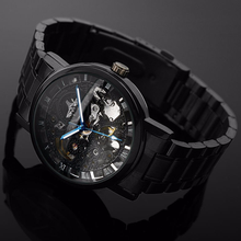 Load image into Gallery viewer, Men's Black Skeleton Wrist Watch

