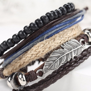 4 pcs Multi-Layer Beads Leather Bracelet