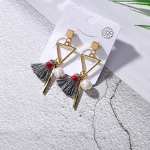 Load image into Gallery viewer, Geometric Triangle Tassel Earring

