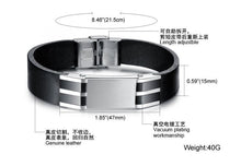 Load image into Gallery viewer, Genuine Leather Bold Men's Stainless Steel Bracelet
