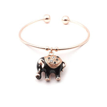 Load image into Gallery viewer, Elegant Rose Gold Elephant Charm Bangle
