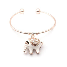 Load image into Gallery viewer, Elegant Rose Gold Elephant Charm Bangle

