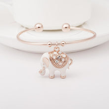 Load image into Gallery viewer, Elegant Rose Gold Elephant Charm Bangle
