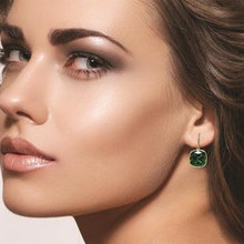 Load image into Gallery viewer, Sapphire and Emerald Gold Plated Drop Earrings Set
