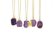 Load image into Gallery viewer, Purple Druzy Stone Necklace
