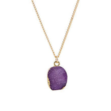Load image into Gallery viewer, Purple Druzy Stone Necklace
