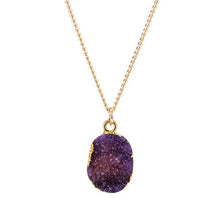 Load image into Gallery viewer, Purple Druzy Stone Necklace
