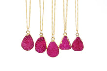 Load image into Gallery viewer, Rose Red Druzy Stone Necklace
