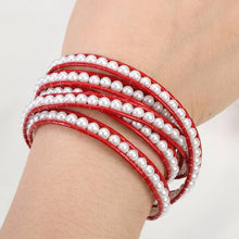 Load image into Gallery viewer, White Pearl on Red Leather
