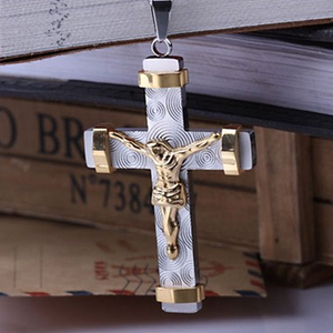 24K Gold Plated Two Tone Cross Pendant