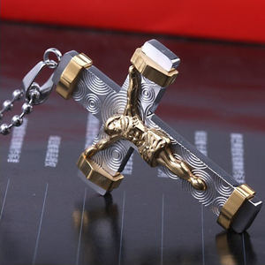 24K Gold Plated Two Tone Cross Pendant