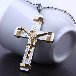 24K Gold Plated Two Tone Cross Pendant