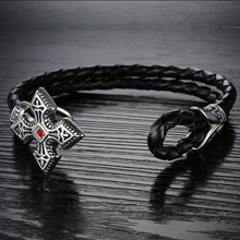Load image into Gallery viewer, Ruby Cross Men's Bracelet
